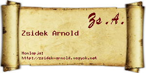 Zsidek Arnold névjegykártya